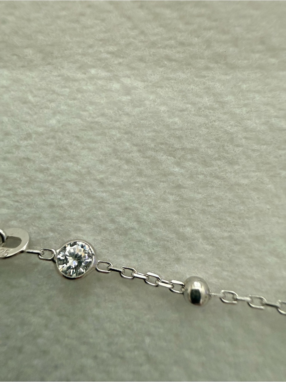 Sterling Silver Cubic Zirconia Station Necklace - Silver - Picture 4 of 6